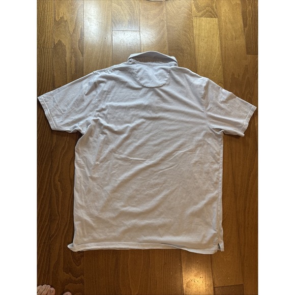 Fish Hippie Co Men's Short Sleeve Polo Shirt Blue/White Striped Size XXL - Picture 5 of 6